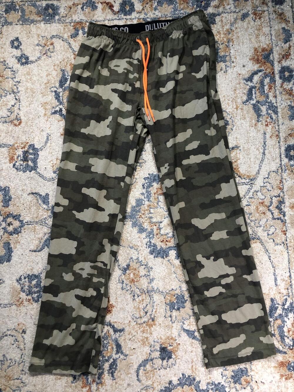Duluth Trading Co Pajama Pants Mens M Green Camo Jersey Lounge Sleep Drawstring